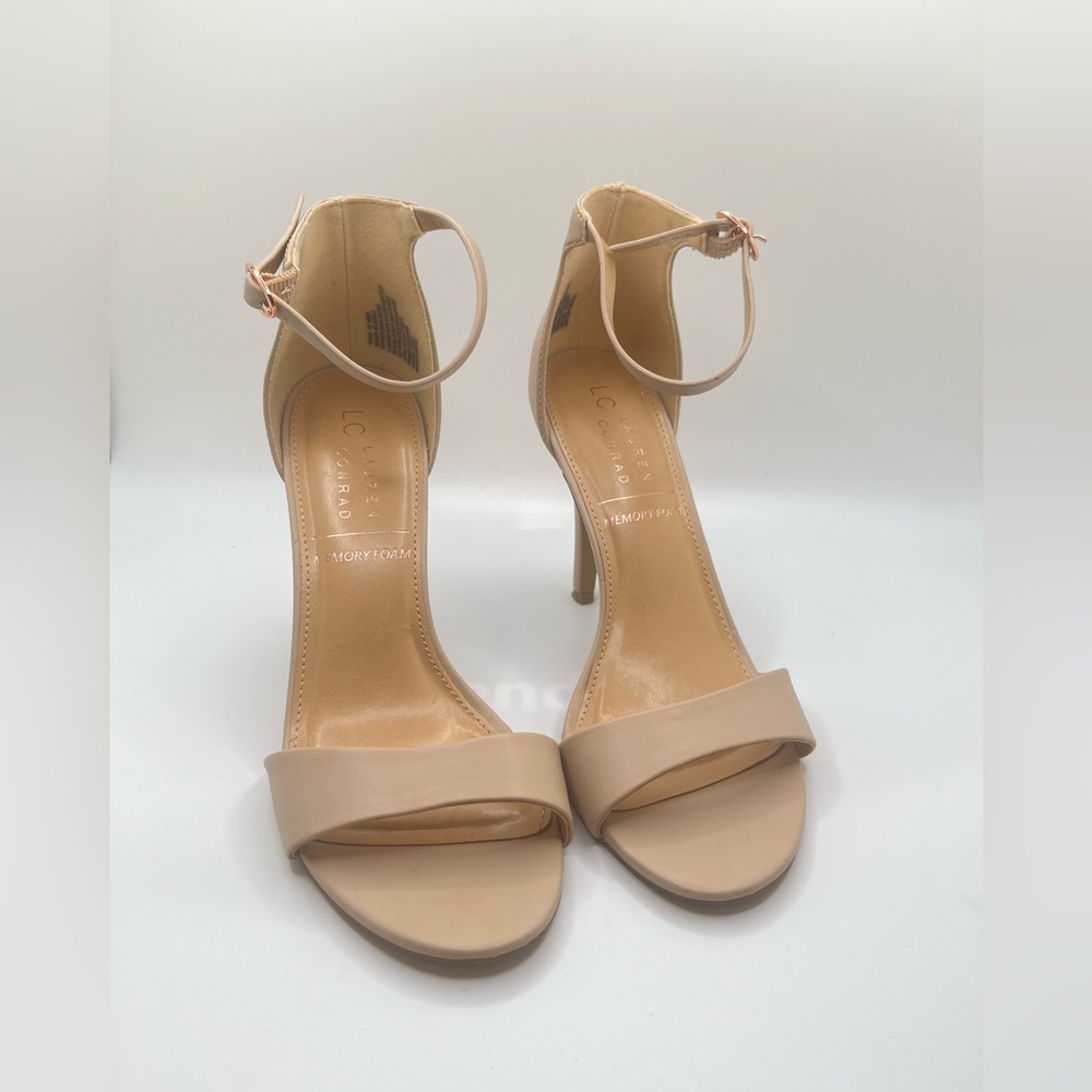 LC Lauren Conrad Women’s Fahnny Two-Piece Nude Ankle Strap Heels Size 7 1/2 M - Picture 2 of 10